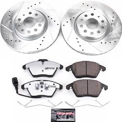 Brake Rotor and Pad Combo, Z26 Street Warrior, Front, Cross-drilled/Slotted Rotors, Zinc Dichromate Plated, Carbon Fiber Ceramic Pads, Volkswagen, Kit
