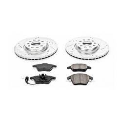 Brake Rotors/Pads, Cross-Drilled/Slotted, Iron, Zinc Dichromate Plated, Front, Audi, Volkswagen, Kit