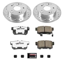 Brake Rotors/Pads, Drilled/Slotted, Iron, Zinc Dichromate Plated, Rear, for use on Acura®, Honda®, Kit