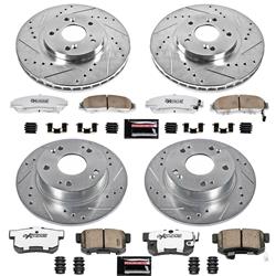 Brake Rotors/Pads, Drilled/Slotted, Zinc Plated, Carbon Ceramic Pads, Front/Rear, for use on Acura®, Honda®