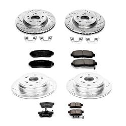 Brake Rotors/Z23 Pads, Drilled/Slotted, Iron, Zinc Plated, Front/Rear, for use on Acura®, Honda®, Kit