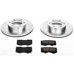 Pads and Rotors, Evolution Sport, Cross-Drilled/Slotted Surface, Iron, Zinc Plated, 12.550 in. Diameter, Z23 Carbon Fiber Ceramic Pads, Kit
