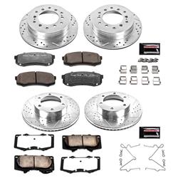 Brake Rotors/Pads, Truck and Tow, Drilled/Slotted, Iron, Zinc Plated, Front/Rear, Toyota, Kit