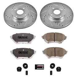 Brake Rotors/Pads, Drilled/Slotted, Iron, Zinc Dichromate Plated, Front, Mazda, Kit