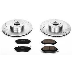 Pads and Rotors, Evolution Sport, Cross-Drilled/Slotted Surface, Iron, Zinc Plated, 11.575 in. Diameter, Z23 Carbon Fiber Ceramic Pads, Kit