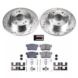 Brake Rotors/Pads, Cross-Drilled/Slotted, Iron, Zinc Dichromate Plated, Rear, for use on Acura®, Honda®, Kit