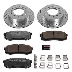 Brake Rotors/Pads, Truck and Tow, Drilled/Slotted, Iron, Zinc Plated, Rear, Toyota, Lexus, Kit