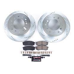 Brake Rotors/Pads, Cross-Drilled/Slotted, Iron, Zinc Dichromate Plated, Rear, Lexus, Toyota, Kit