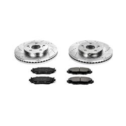 Brake Rotors/Pads, Cross-Drilled/Slotted, Iron, Zinc Plated, Front, Lexus, Kit