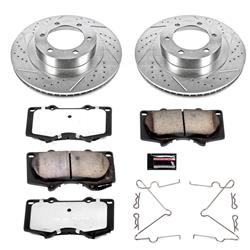 Brake Rotors/Pads, Truck and Tow, Drilled/Slotted, Iron, Zinc Plated, Front, Lexus, Toyota, Kit