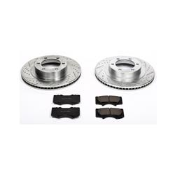 Brake Rotors/Pads, Cross-Drilled/Slotted, Iron, Zinc Dichromate Plated, Front, Lexus Toyota, Kit