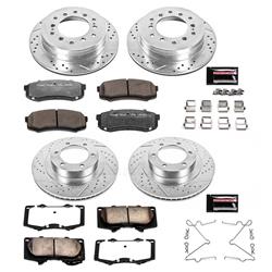 Brake Rotors/Pads, Truck and Tow, Drilled/Slotted, Iron, Zinc Plated, Front/Rear, Lexus, Toyota, Kit