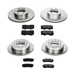 Brake Rotors/Pads, Iron, Drilled/Slotted, Zinc Plated, Ceramic Pads, Front/Rear, Toyota, Kit