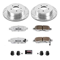 Brake Rotors/Pads, Drilled/Slotted, Iron, Zinc Dichromate Plated, Rear, Infiniti, for Nissan, Kit