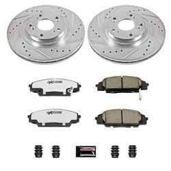 Brake Rotors/Pads, Drilled/Slotted, Iron, Zinc Dichromate Plated, Front, for use on Acura®, Honda®, Kit