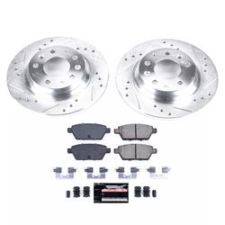 Brake Rotors/Pads, Cross-Drilled/Slotted, Iron, Zinc Plated, Rear, Ford, Lincoln, Mazda, Mercury