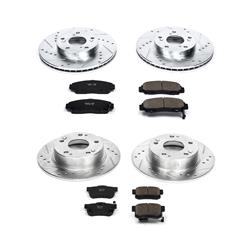 Brake Rotors/Pads, Iron, Drilled/Slotted, Zinc Plated, Ceramic Pads, Front/Rear, for use on Honda®, Kit