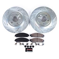 Brake Rotors/Pads, Cross-Drilled/Slotted, Iron, Zinc Plated, Front, 13.58 in. Dia., Chrysler, Dodge, Kit