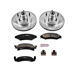 Brake Rotor and Pad Combos, Z23 Evolution Sport Brake Upgrade Kits, Front, Cross-drilled/Slotted Rotors, Carbon Fiber Ceramic Pads, Ford, Kit