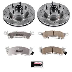 Brake Rotors/Pads, Drilled/Slotted, Iron, Natural Finish, Front, Chevy, Oldsmobile, Pontiac, Kit