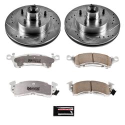 Brake Rotors/Pads, Drilled/Slotted, Iron, Natural Finish, Front, Chevy, Pontiac, Kit