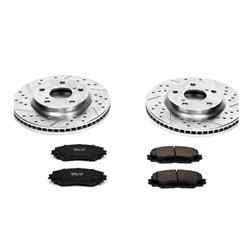 Brake Rotors/Pads, Cross-Drilled/Slotted, Iron, Zinc Plated, Front, Scion, Toyota, Kit