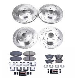 Brake Rotors/Pads, Iron, Drilled/Slotted, Carbon Fiber Ceramic Pad, Front/Rear, for use on Acura®, Honda®, Kit