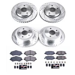 Brake Rotors/Pads, Iron, Drilled/Slotted, Zinc Plated, Ceramic Pads, Front/Rear, Jeep, Kit