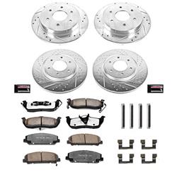 Brake Rotors/Pads, Iron, Drilled/Slotted, Zinc Plated, Carbon Ceramic Pads, Front/Rear, Infiniti, Nissan, Kit