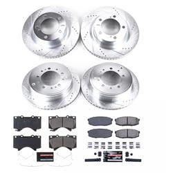 Brake Rotors/Pads, Iron, Drilled/Slotted, Zinc Plated, Carbon Ceramic Pads, Front/Rear, Toyota, Kit