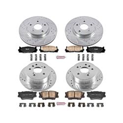 Brake Rotors/Pads, Drilled/Slotted, Iron, Zinc Dichromate Plated, Front/Rear, Lexus, Toyota, Kit