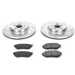 Brake Rotors/Pads, Cross-Drilled/Slotted, Iron, Zinc Dichromate Plated, Ceramic Pads, Kit
