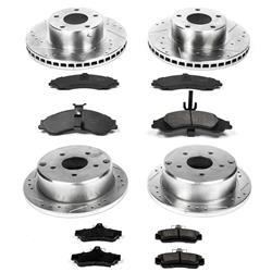 Brake Rotors/Pads, Iron, Drilled/Slotted, Carbon Fiber Ceramic Pads, Front/Rear, Pontiac, Kit