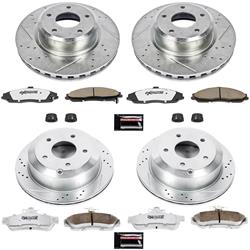 Brake Rotors/Pads, Iron, Drilled/Slotted, Zinc Plated, Carbon Ceramic Pads, Front/Rear, Pontiac, Kit