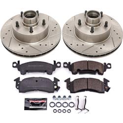 Brake Rotor and Pad Combos, Z23 Evolution Sport Brake Upgrade, Front, Cross-drilled/Slotted Rotors, Carbon Fiber Ceramic Pads, Buick, Chevy, Olds, Kit