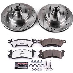 Brake Rotors/Pads, Iron, Drilled/Slotted, Natural Finish, Carbon Ceramic Pads, Front, Buick, Cadillac, Chevy, Kit