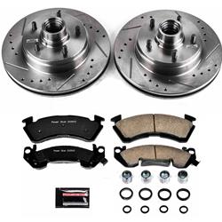 Brake Rotors/Pads, Iron, Drilled/Slotted, Natural Finish, Ceramic Pads, Front, Chevy, Kit