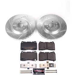 Brake Rotors/Pads, Cross-Drilled/Slotted, Iron, Zinc Plated, Cadillac, Front, Kit