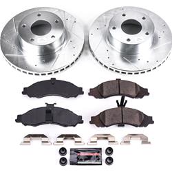 Brake Rotors/Pads, Iron, Drilled/Slotted, Zinc Plated, Ceramic Pads, Front, Pontiac, Kit