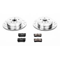 Brake Rotors/Pads, Iron, Drilled/Slotted, Zinc Plated, Ceramic Pads, Rear, Lexus, Kit