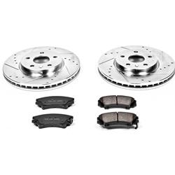 Brake Rotors/Pads, Iron, Drilled/Slotted, Carbon Fiber Ceramic Pads, Front, Chevy, Saab, Kit