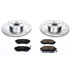 Brake Rotors/Pads, Iron, Drilled/Slotted, Zinc Plated, Ceramic Pads, Front, Subaru, Kit