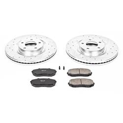 Brake Rotors/Pads, Iron, Drilled/Slotted, Zinc Plated, Ceramic Pads, Front, Ford, Lincoln, Kit