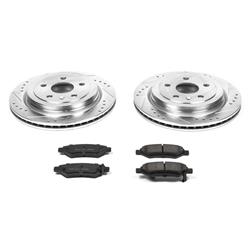 Brake Rotors/Pads, Z23, Iron, Drilled/Slotted, Carbon Fiber Ceramic Pads, Rear, Cadillac, Chevy, Kit