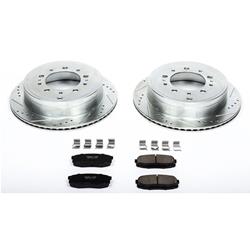 Brake Rotors/Pads, Iron, Drilled/Slotted, Zinc Plated, Ceramic Pads, Rear, Lexus, Toyota, Kit