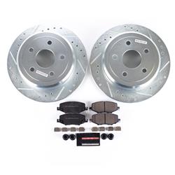 Brake Rotors/Pads, Iron, Drilled/Slotted, Zinc Plated, Ceramic Pads, Jeep, Rear, Kit