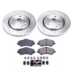 Brake Rotors/Pads, Cross-Drilled, Iron, Zinc Plated, Front, Chrysler, Dodge, Ram, Volkswagen, Kit