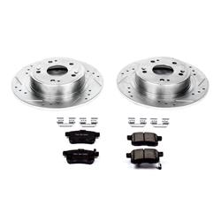 Brake Rotors/Pads, Iron, Drilled/Slotted, Zinc Plated, Ceramic Pads, Rear, for use on Acura®, Honda®, Kit