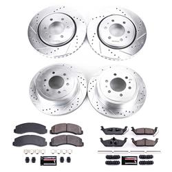 Brake Rotors/Pads, Iron, Drilled/Slotted, Zinc Plated, Carbon Ceramic Pads, Front/Rear, Ford, Kit