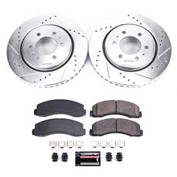 Brake Rotors/Pads, Cross-Drilled, Iron, Zinc Plated, 6-Lug, Front, Ford, Lincoln, Kit